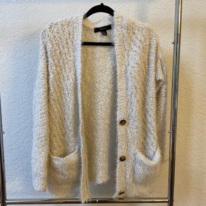 Oversized Fluffy White Cardigan